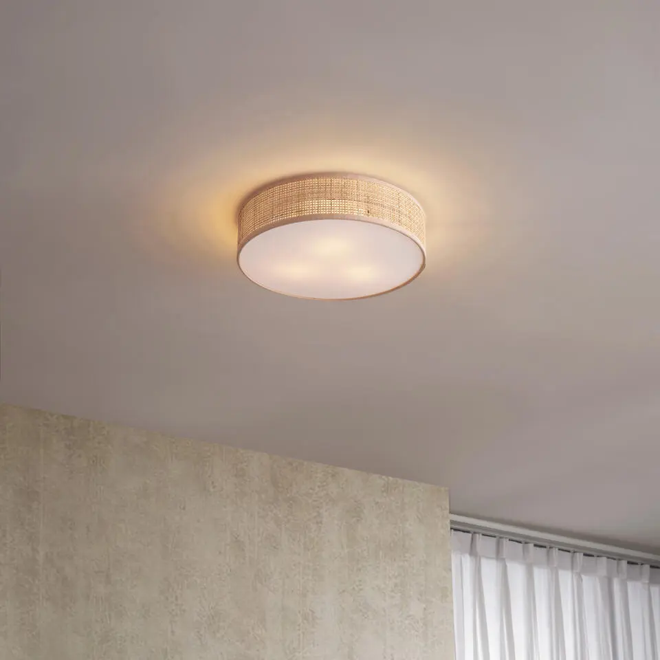 Qazqa plafondlamp trammy beige e27