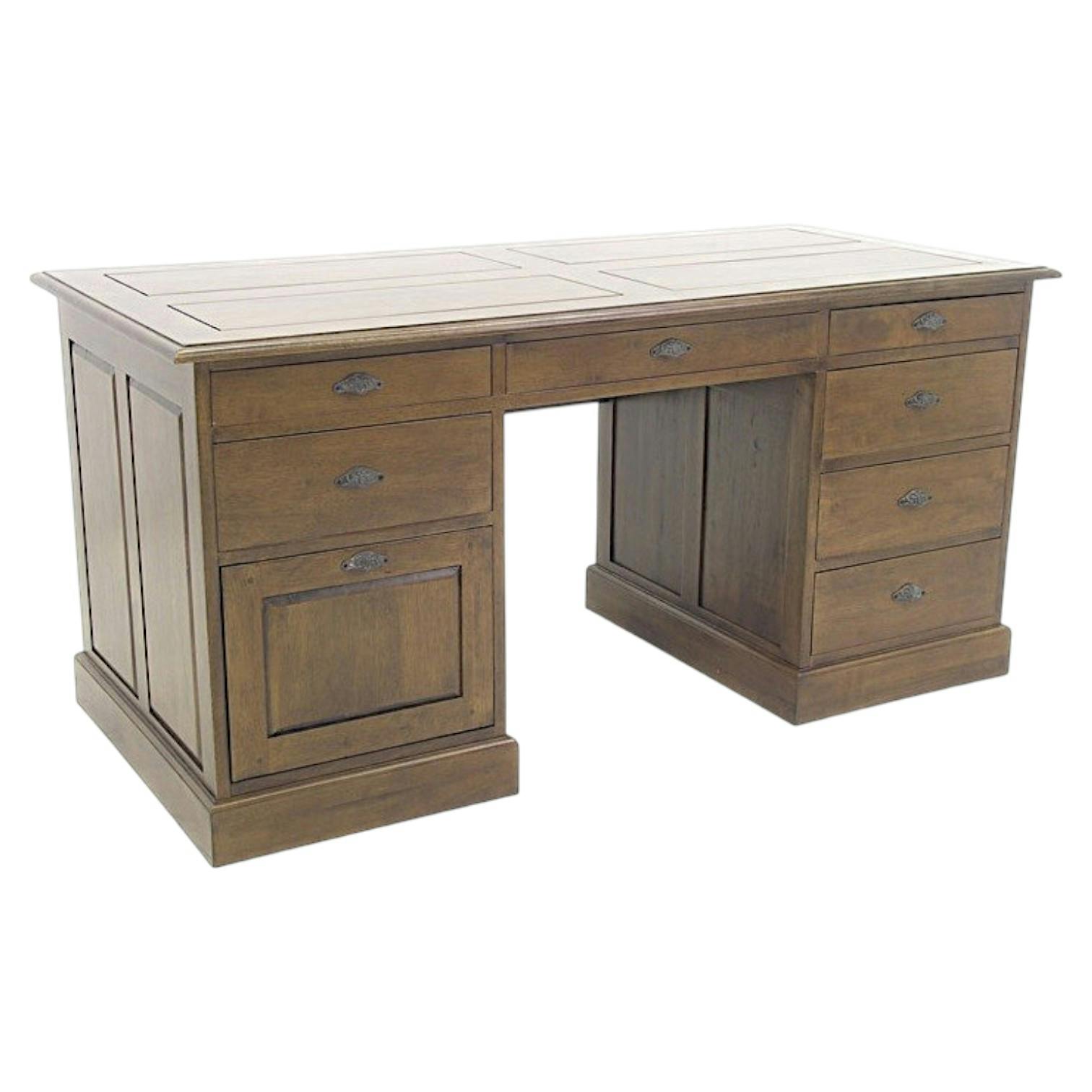 Bureau 8 tiroirs hévéa 160cm TRADITION