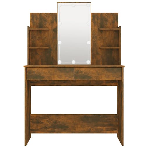 NNEVL Dressing Table with LED Smoked Oak 96x40x142 cm