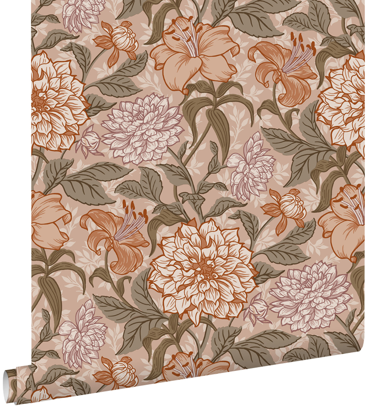 ESTAhome behang vintage bloemen terracotta 53 cm x 10.05 m 139380