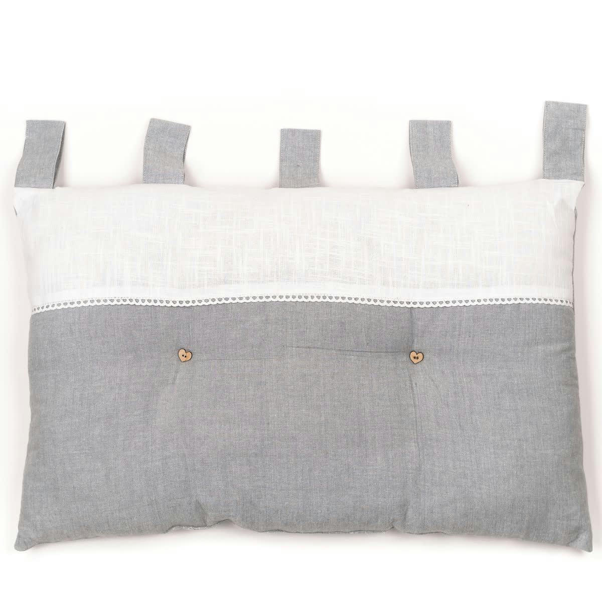 CHARME - Tête de lit coussin en coton gris 45x70