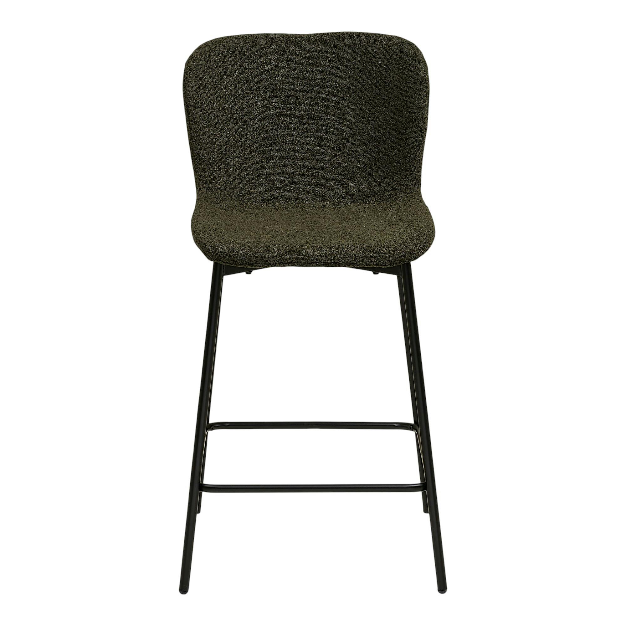 Chaise de bar bouclette verte pieds métal noir (lot de 2) BERLIN