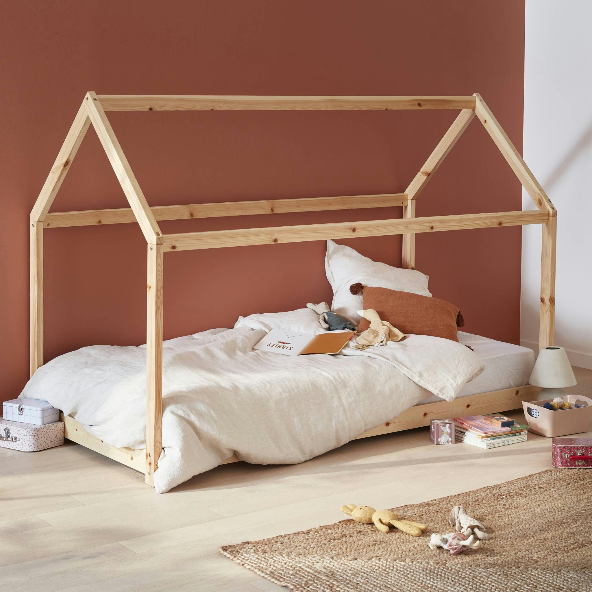 TOBIAS - Lit enfant cabane bois massif en pin naturel