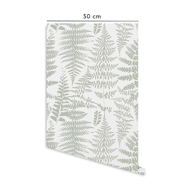 Papier peint adhésif fougère vert en vinyle lavable et amovible - 1 rouleau 50x300 cm - Decochic