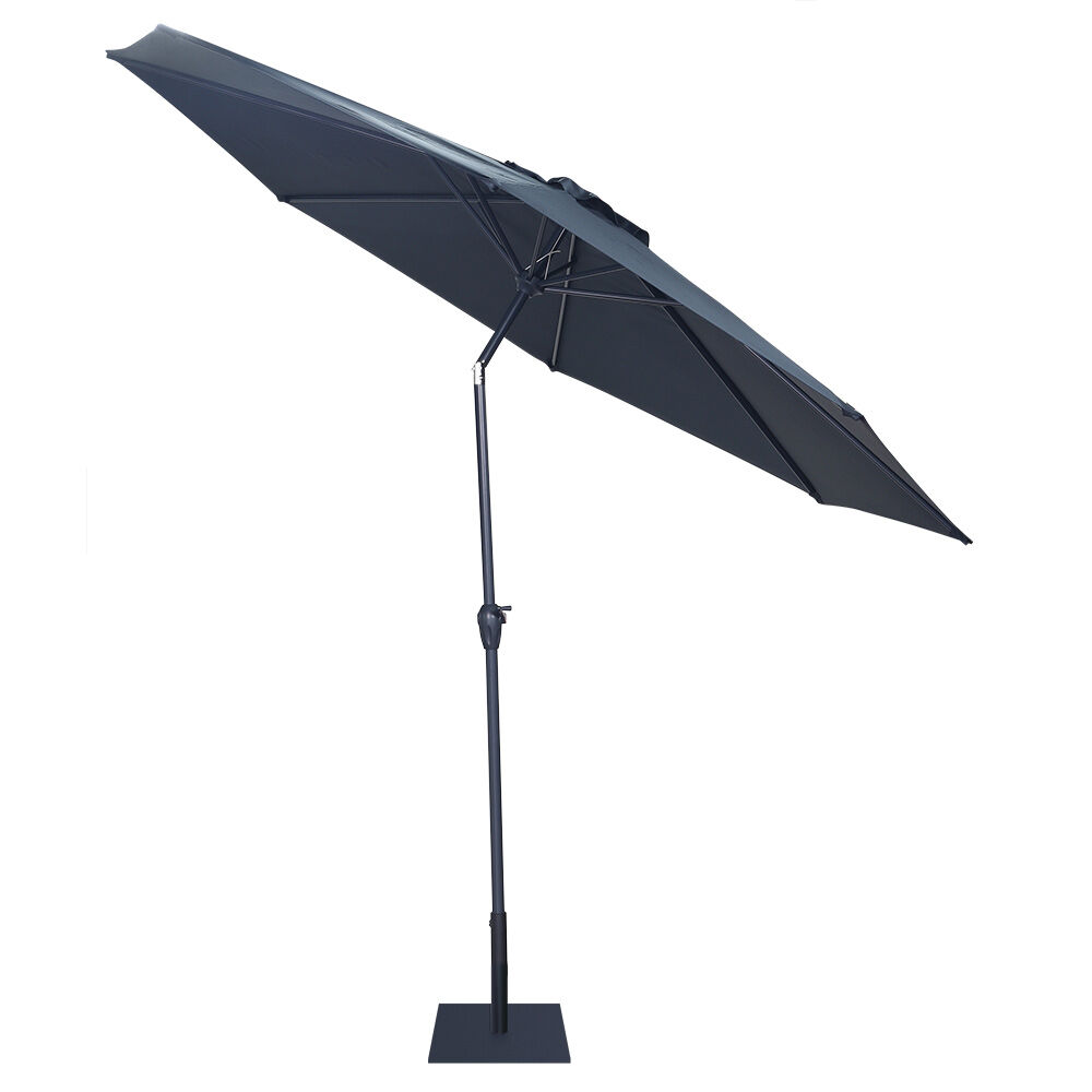 Parasol centré Cuba inclinable à manivelle gris foncé Ø300xH245cm