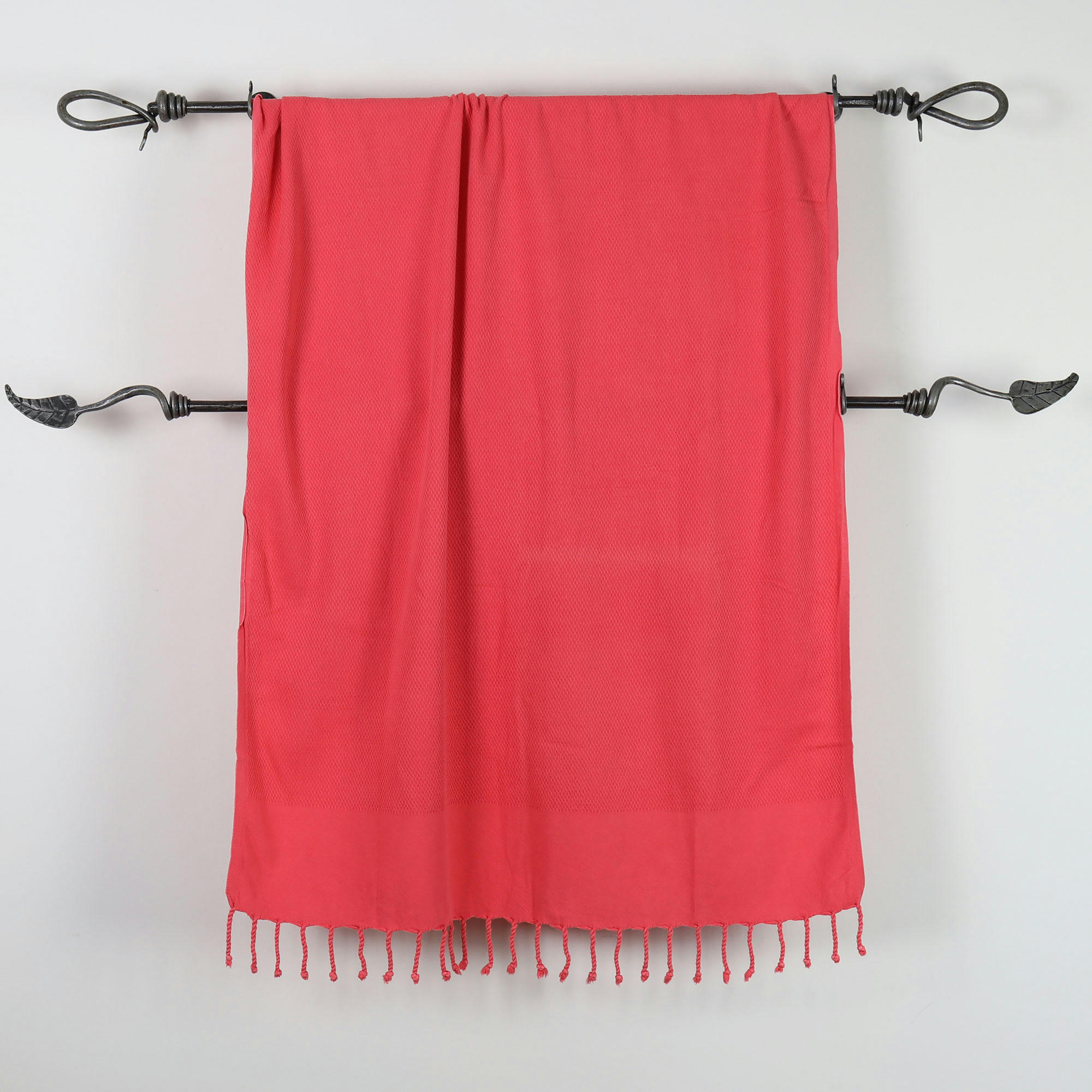 - Fouta vintage 100% coton avec franges corail 95x170cm