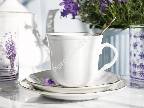 Serwis obiadowo - kawowy na 12 osób (81 el.) Bogucice - Gino White Gold 1273