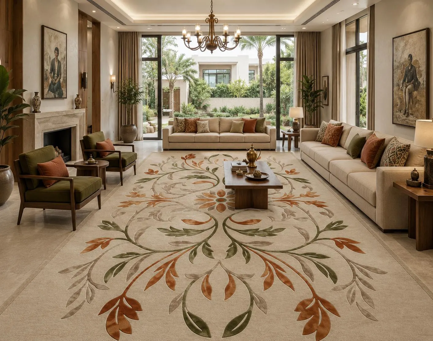Handmade Floral Area Rug, Vintage Inspired Botanical Rug