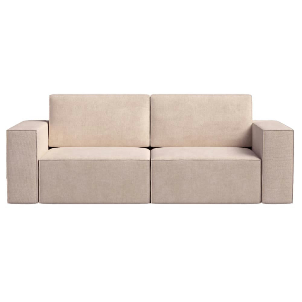 MAIJE - Canapé-lit 2 places en tissu brun clair