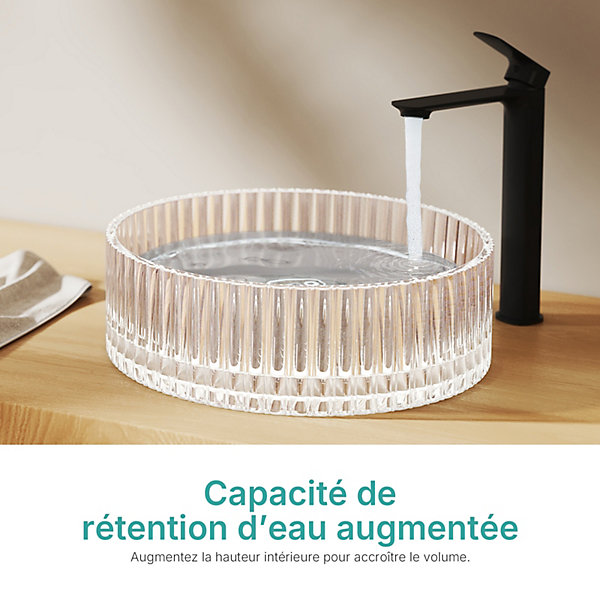 EMKE Lavabo en Verre Trempé Rond à Poser 400x400x120 mm, Vasque Salle de Bain, Irisé