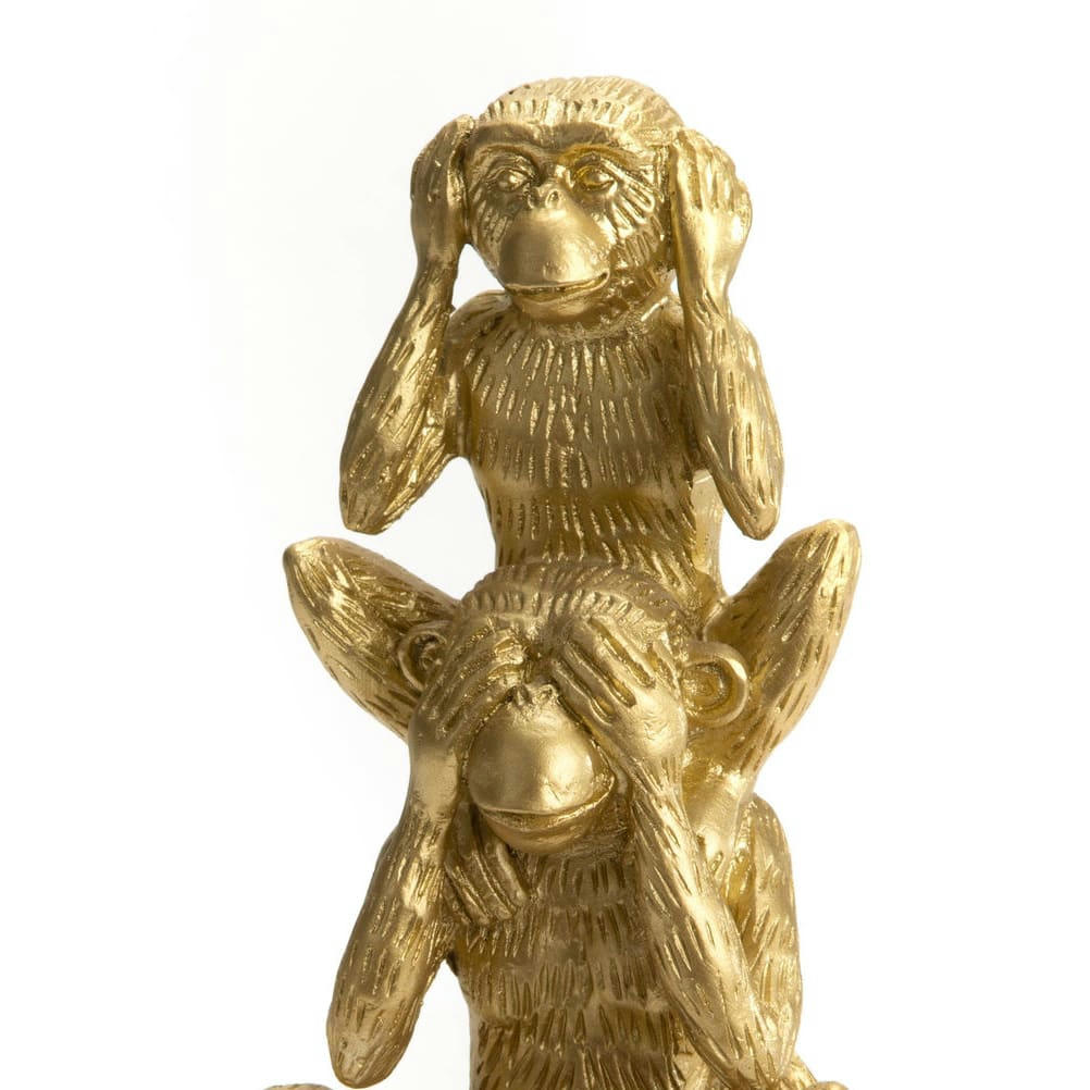 TOTEM - Singes en résine rien dit, rien vu, rien entendu H30cm