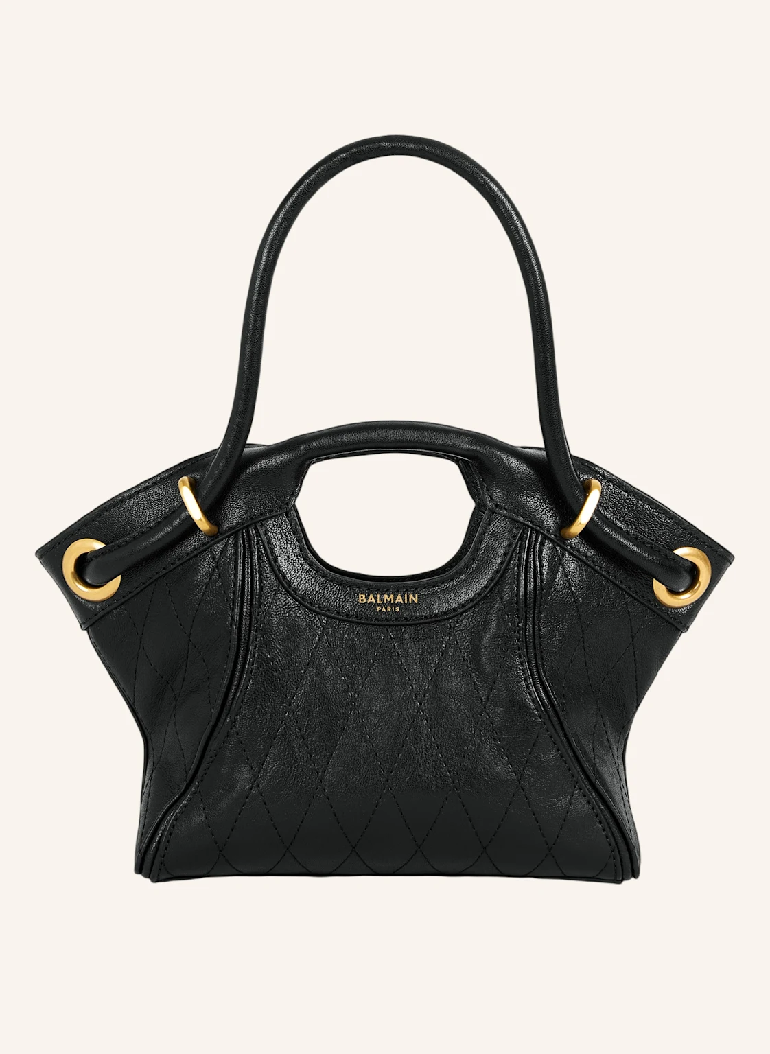 BALMAIN Kleiner Shopper aus Glattleder mit Ziernähten