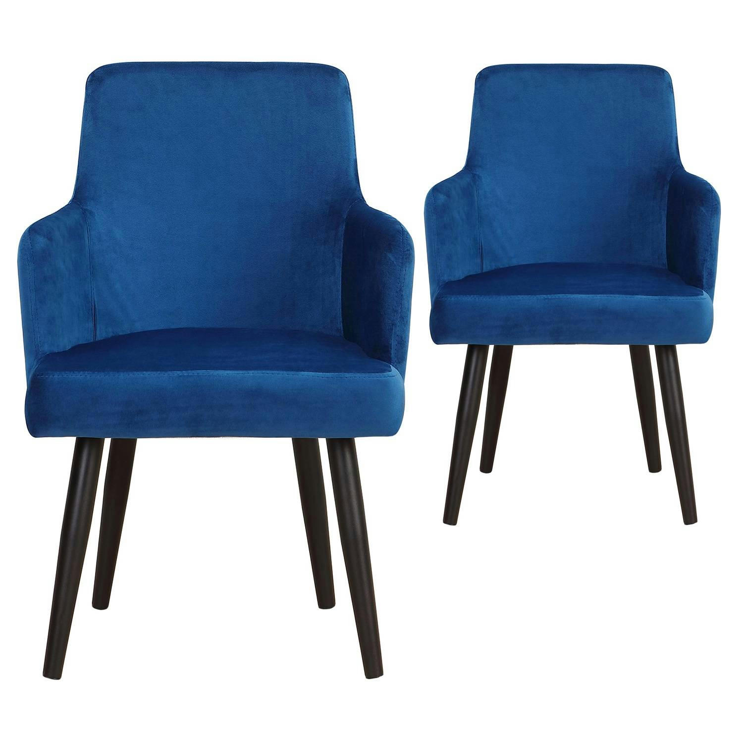 NEIVA - Lot de 2 fauteuils de table en velours bleu