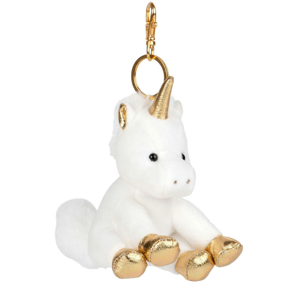 - Porte-clés licorne blanc et doré
