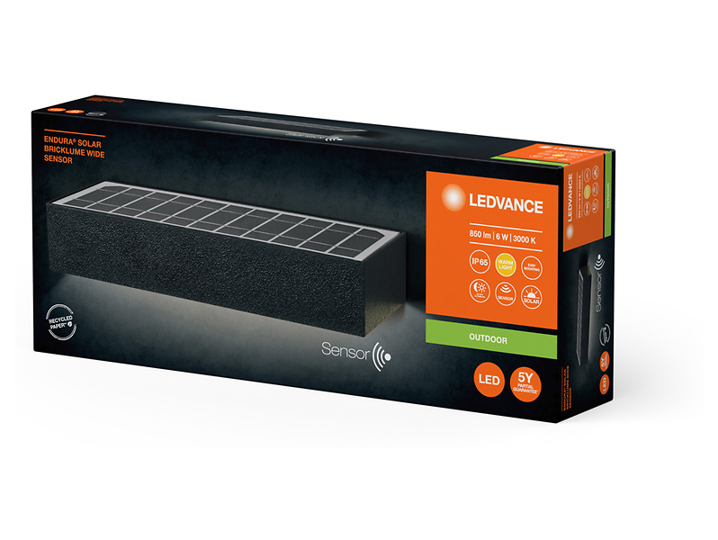 Kinkiet zewnętrzny Endura Solar LED 23 cm z czujnikiem dnia i nocy czarny