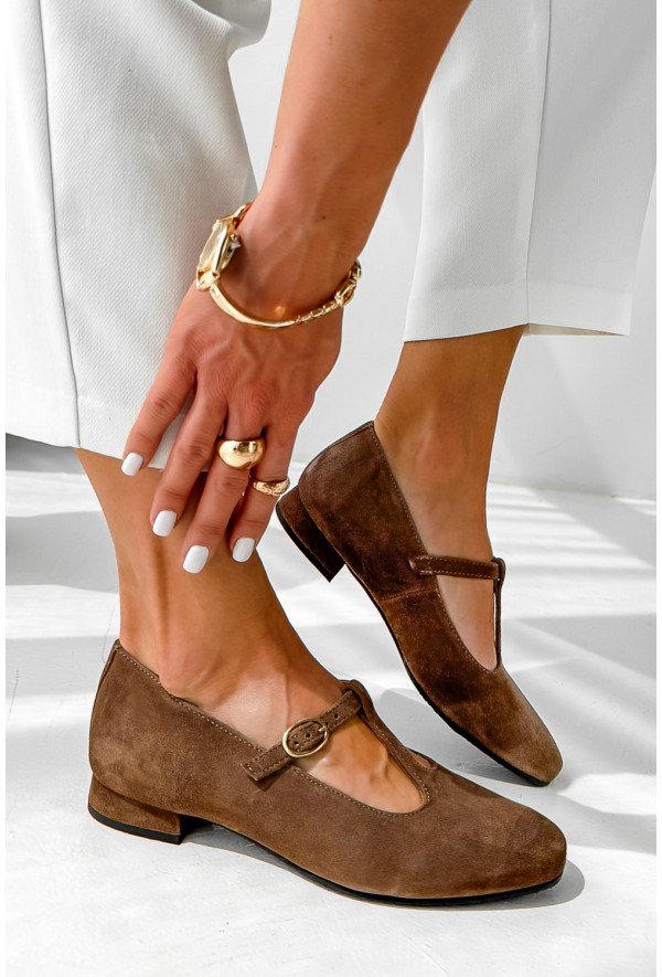 Zamszowe baleriny Matilda taupe