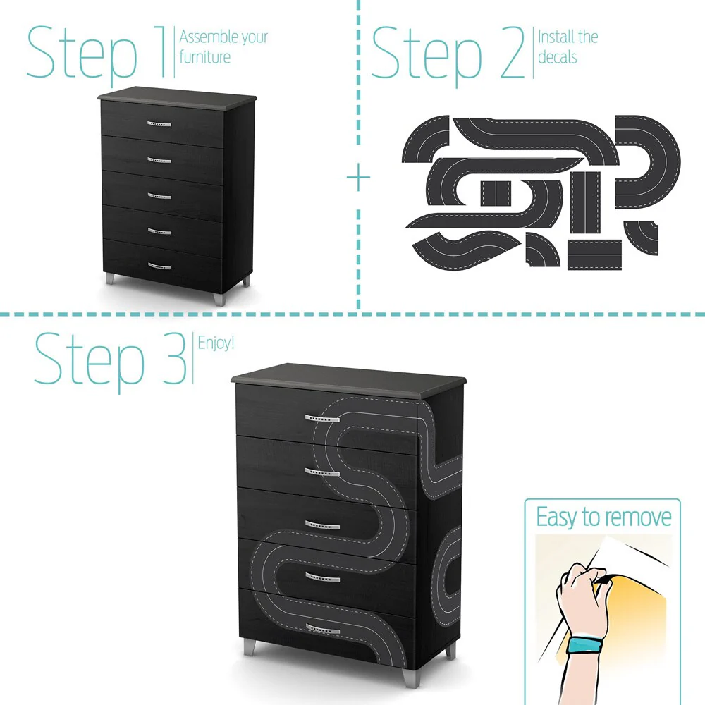 South Shore Luka 5-Drawer Chest with Race Track Ottograff Decals