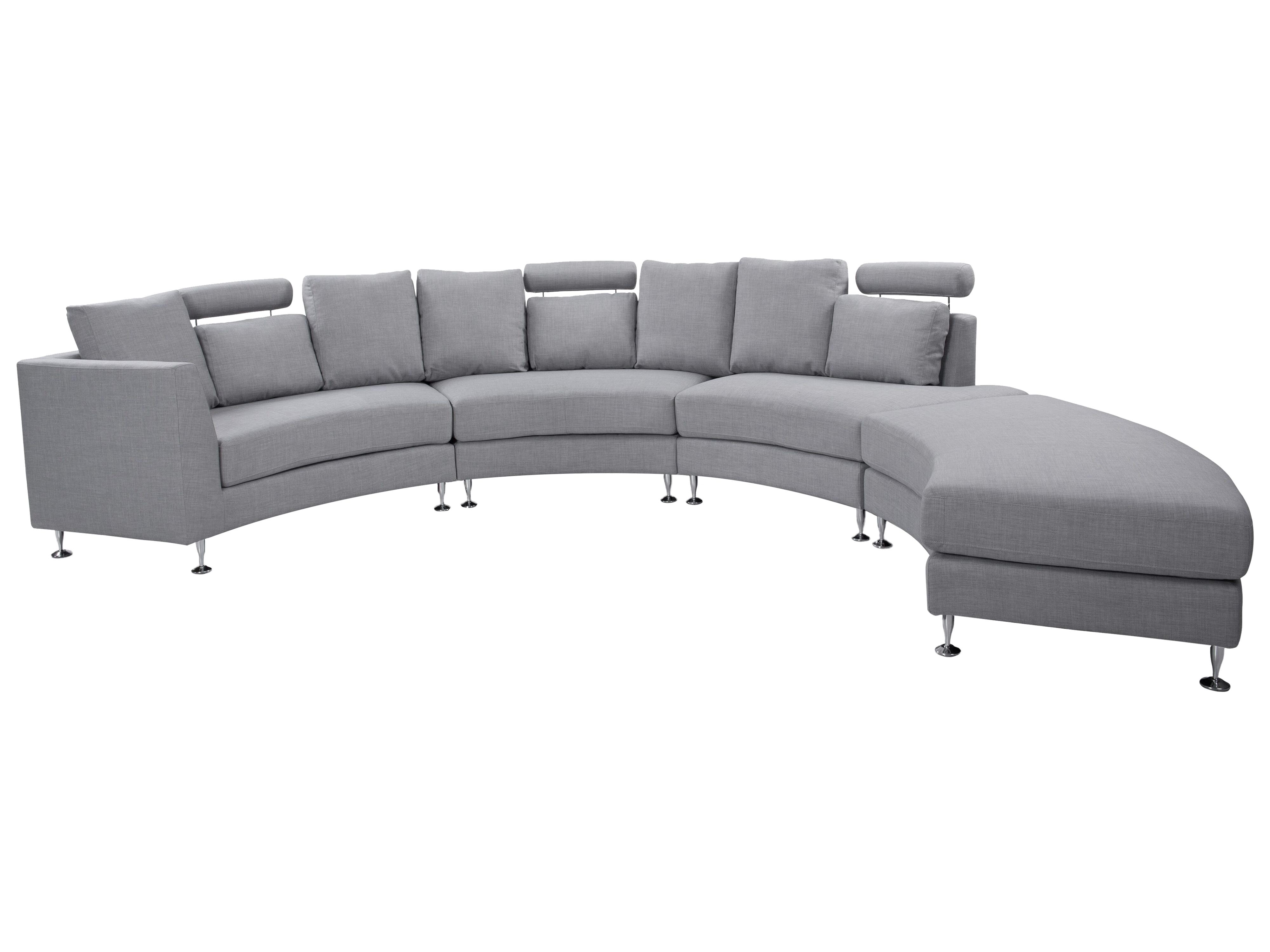 Curved Sofa 7 Seater ROTUNDE Fabric Light Grey
