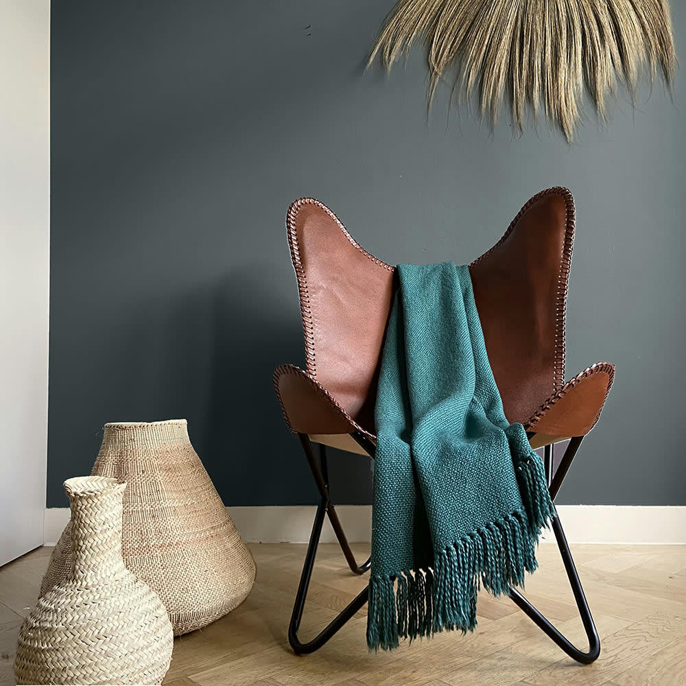 PLAID EN COTON - Plaid en coton vert sapin 127x152