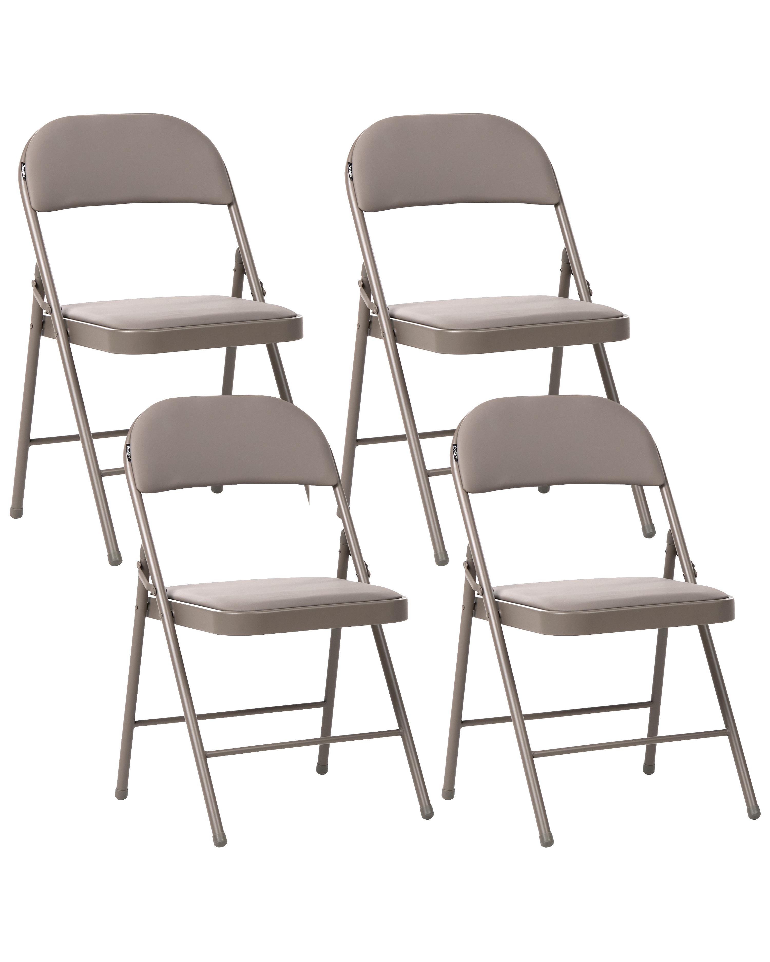 Set of 4 Folding Chairs SHASTA Metal Taupe