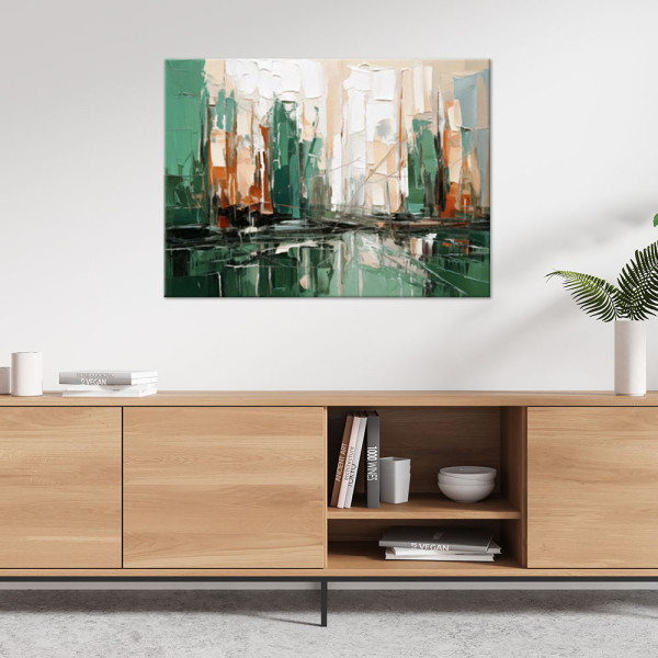 Feeby Obraz nowoczesny, Miasto zielona abstrakcja jak malowana 60x40