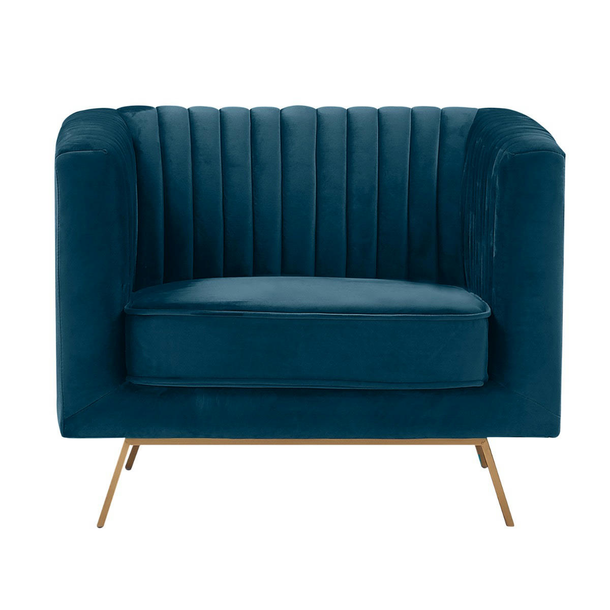 GATSBY - Fauteuil en velours bleu foncé