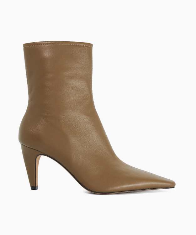 Overt Khaki - Leather Heeled Ankle Boots