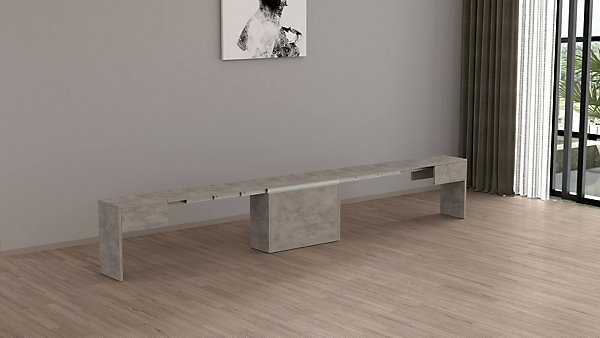 Banc Yutu, Siège pour table à manger, Banc simple extensible, 290x25h45 cm, Gris