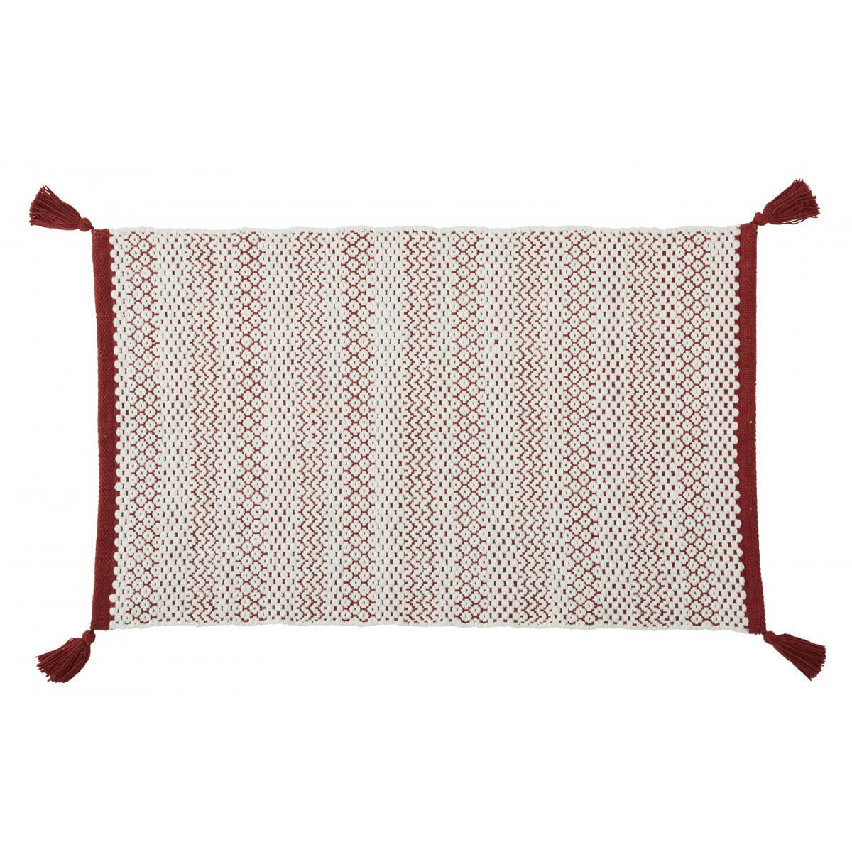 DESERT - Tapis de bain coton fantaisie terracotta à pompons 50x80cm