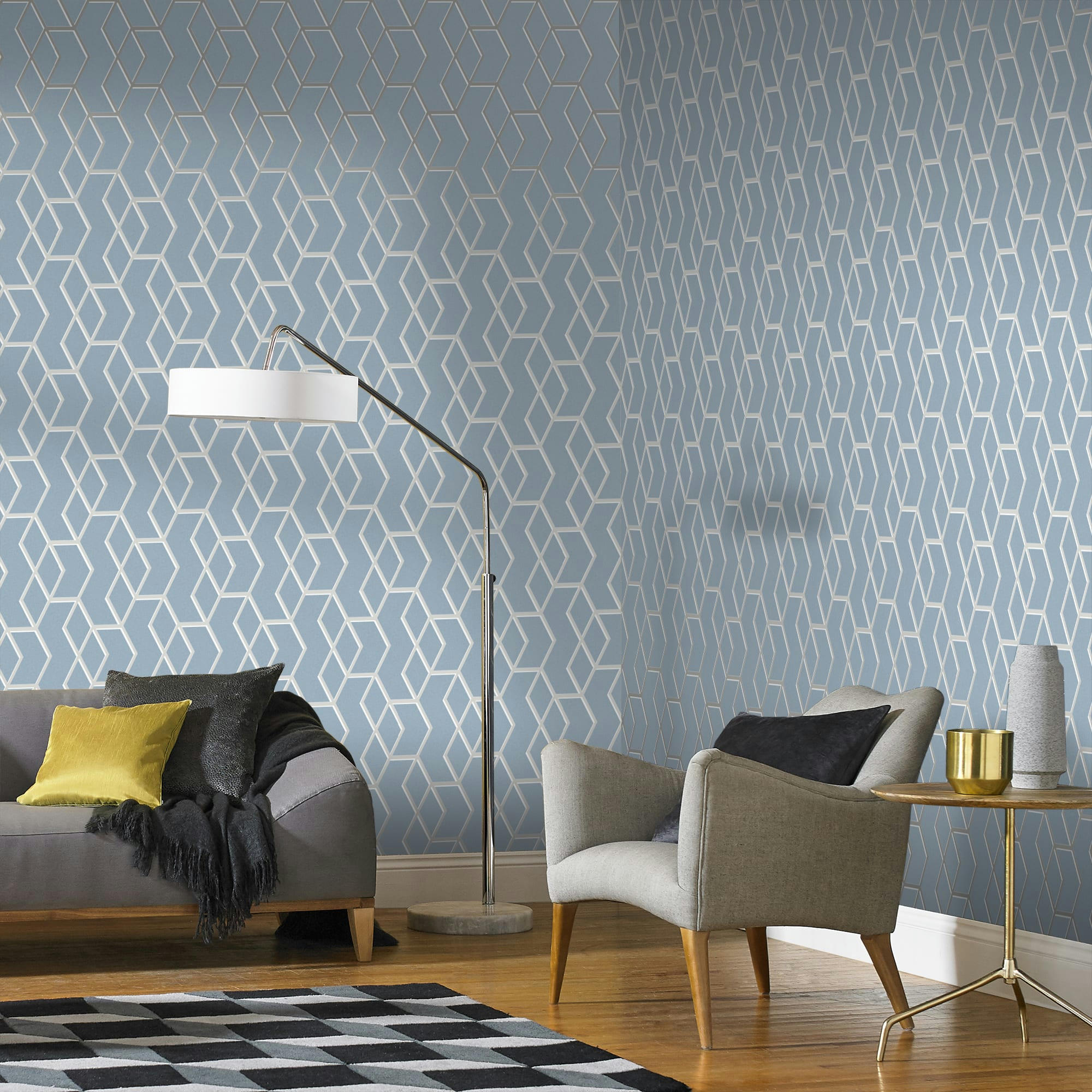 - papier peint archetype bleu argent 1005x52cm