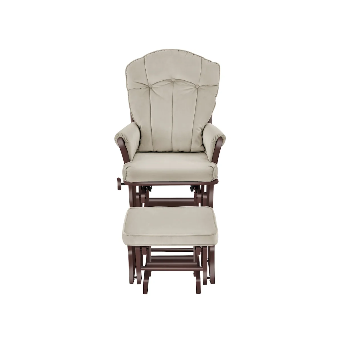 Suite Bebe Victoria Glider and Ottoman Espresso Wood and Beige Fabric