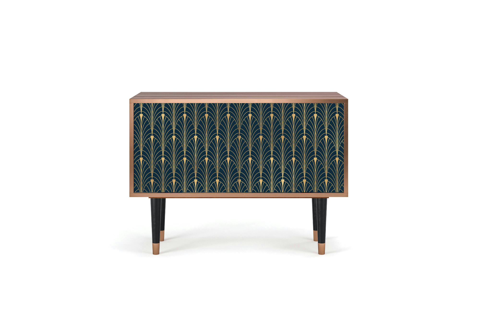 FLOWER OF THE NILE - Buffet bas  bleu et jaune 2 portes L 94 cm