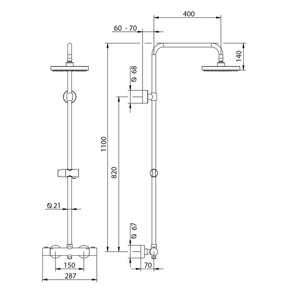 Duscharmatur »Aquamaxx 330«, inkl. Thermostat und Kopfbrause 200 mm, verchromt