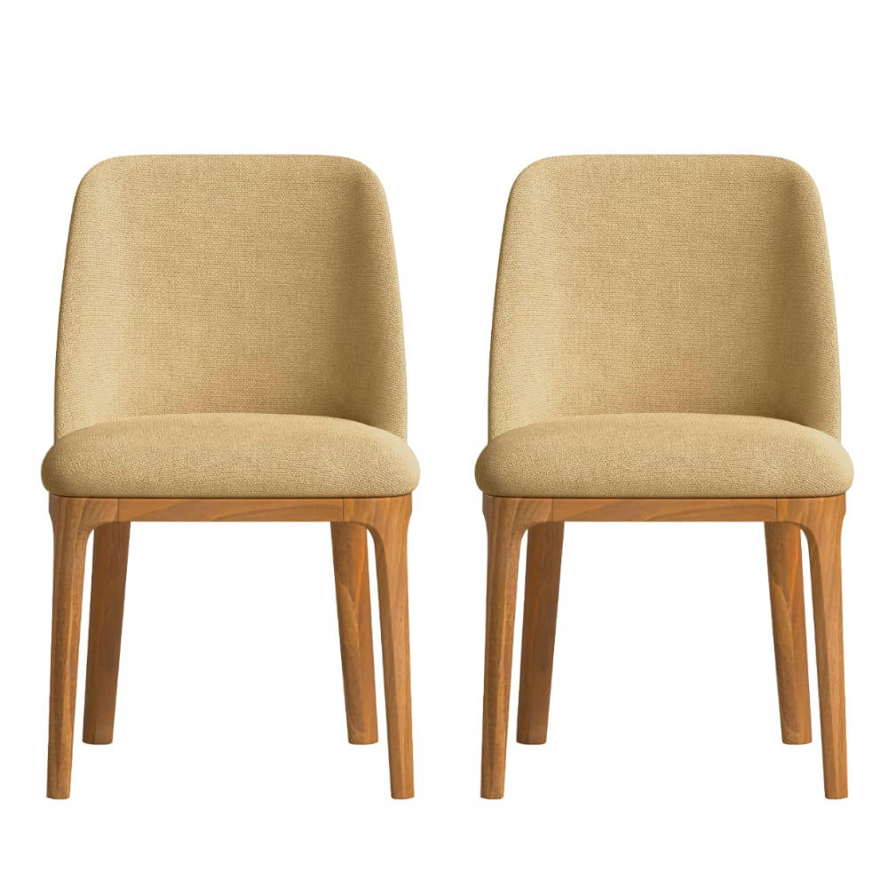 ALANA - 2 Chaises fabriqué à la main en couleur moutarde