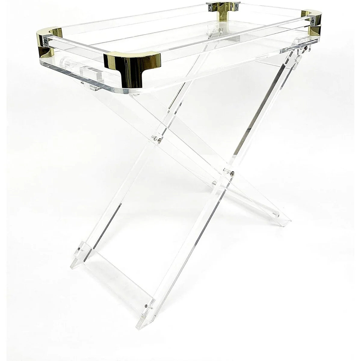 Designstyles Acrylic Folding Table Clear Design w/Chrome or Gold Trim