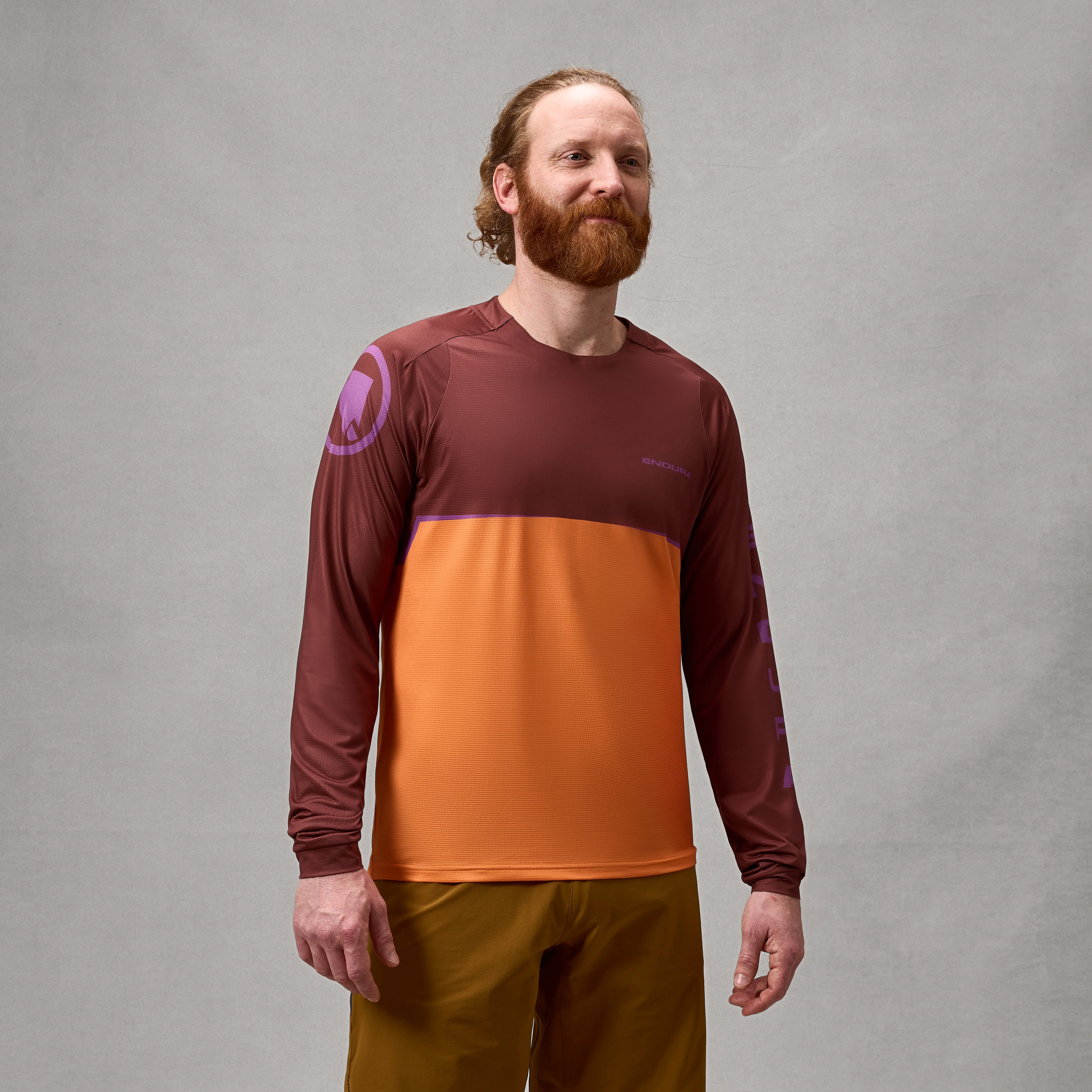 Men's SingleTrack Core Printed L/S Tee - Endura Orange