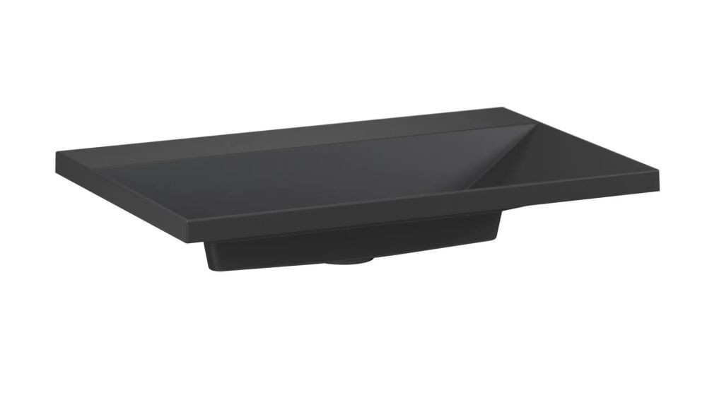 Umywalka wpuszczana EDGE 70 cm czarny mat kwarcowa bez otwor