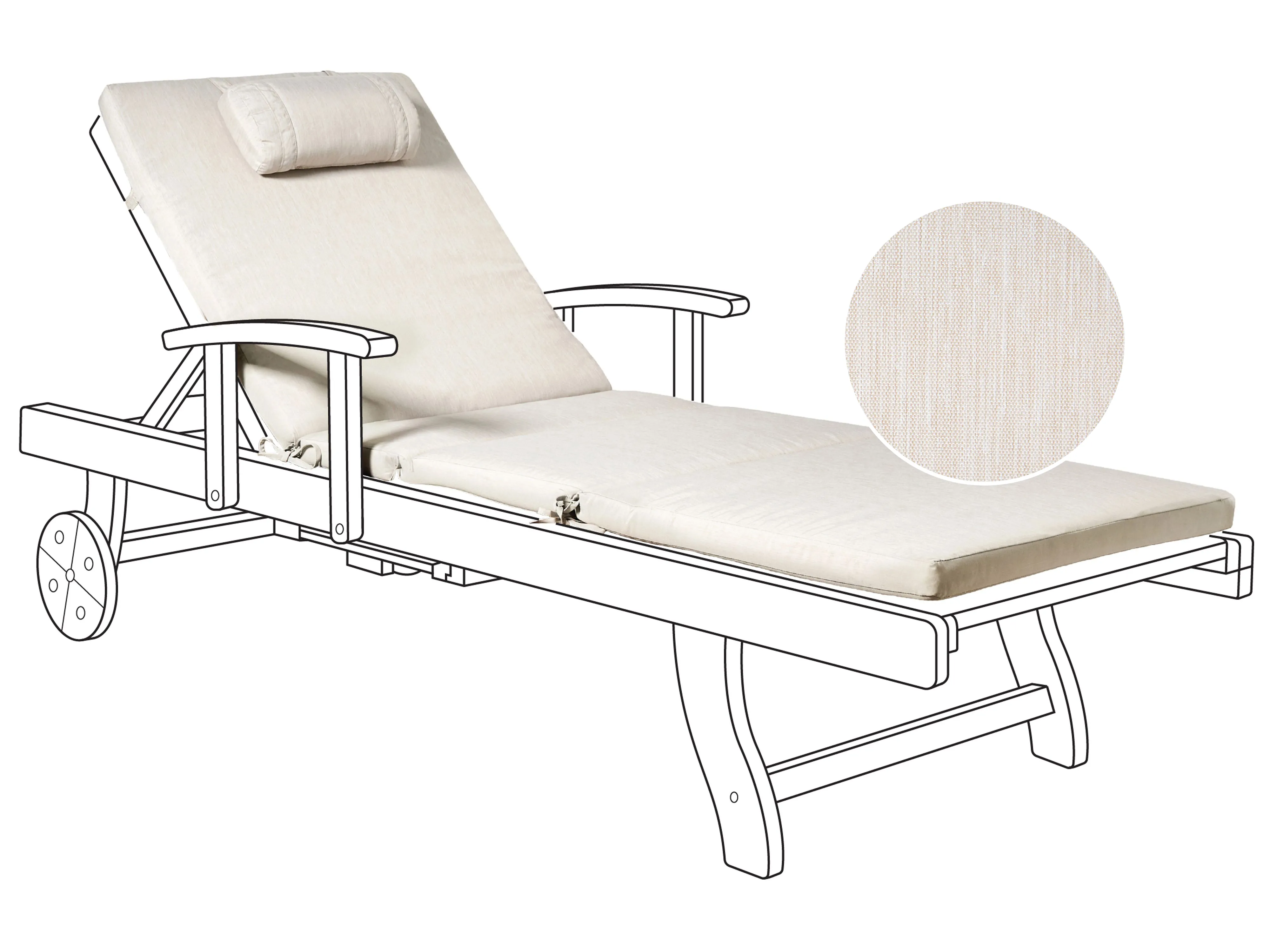 Sun Lounger Pad Cushion TOSCANA/JAVA/AMANTEA PREMIUM 189 x 58 cm Light Beige