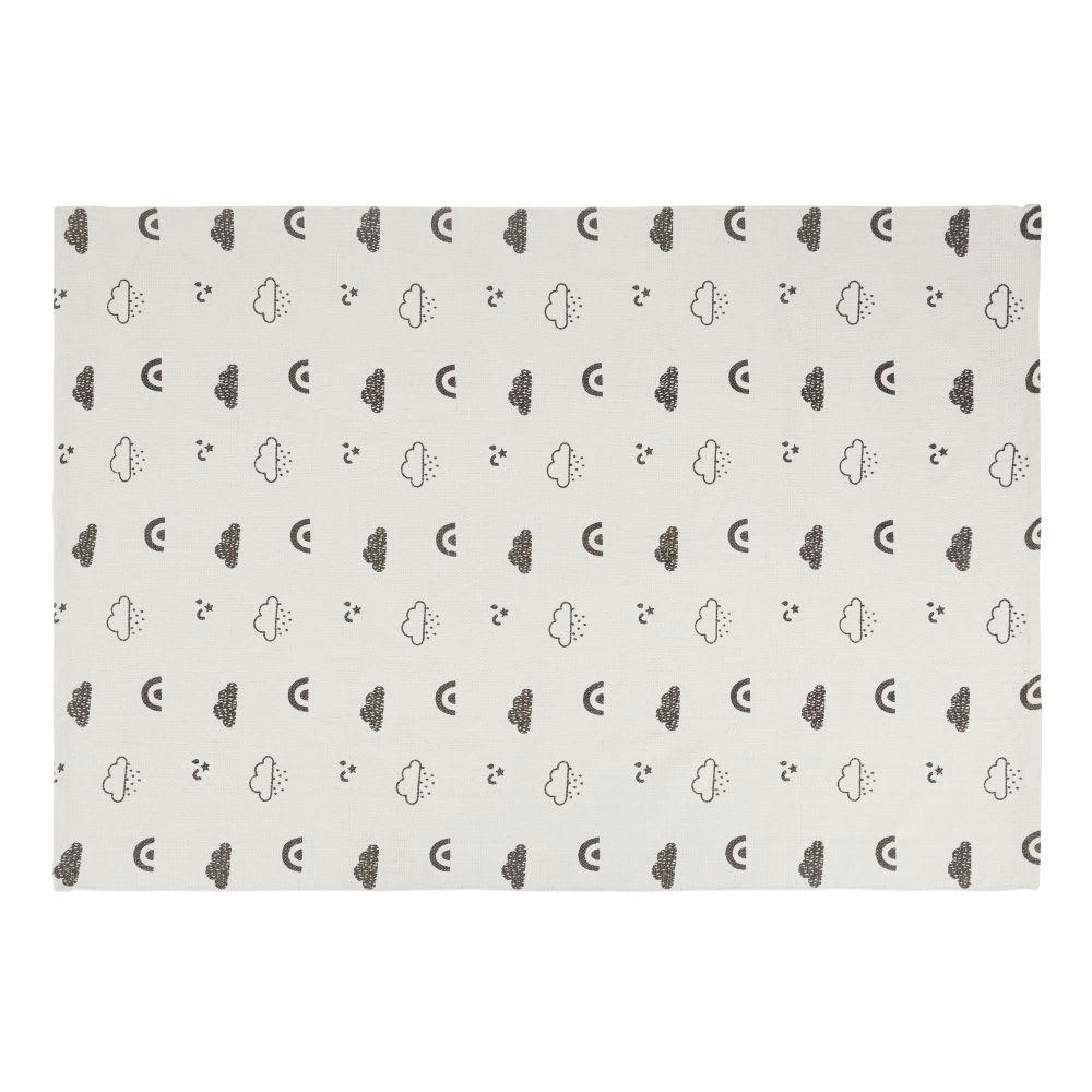 - Tapis en coton recyclé imprimé nuage gris 120x180