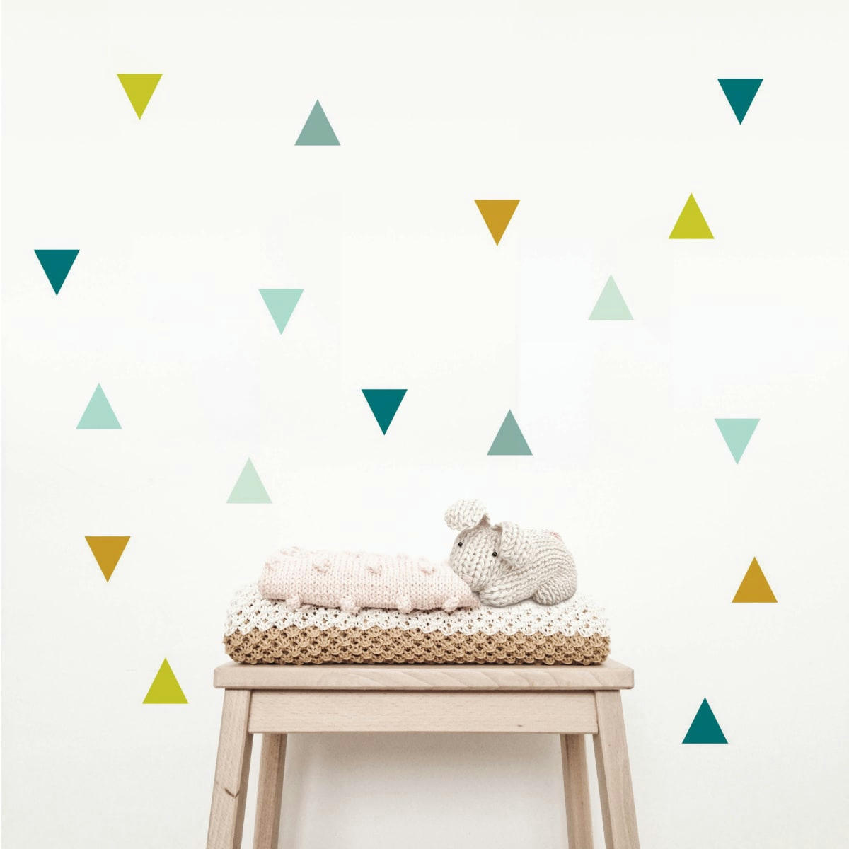 TRIANGLES1 - Stickers mureaux en vinyle triangles vert et moutarde