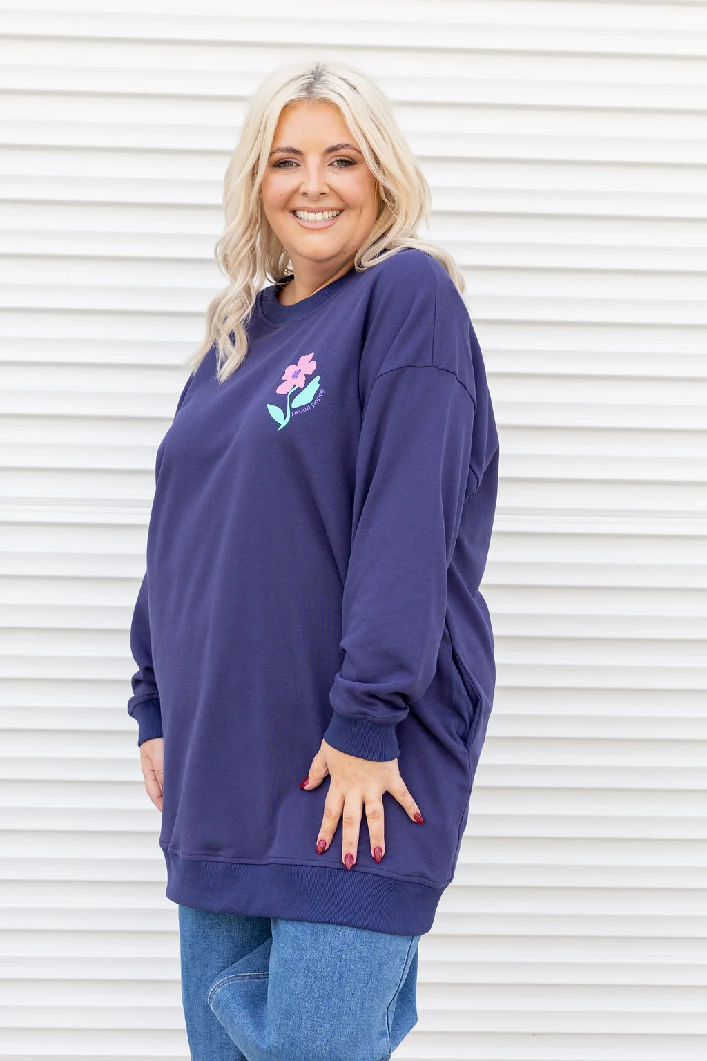 Evan Longline Sweatshirt in Kindness Navy