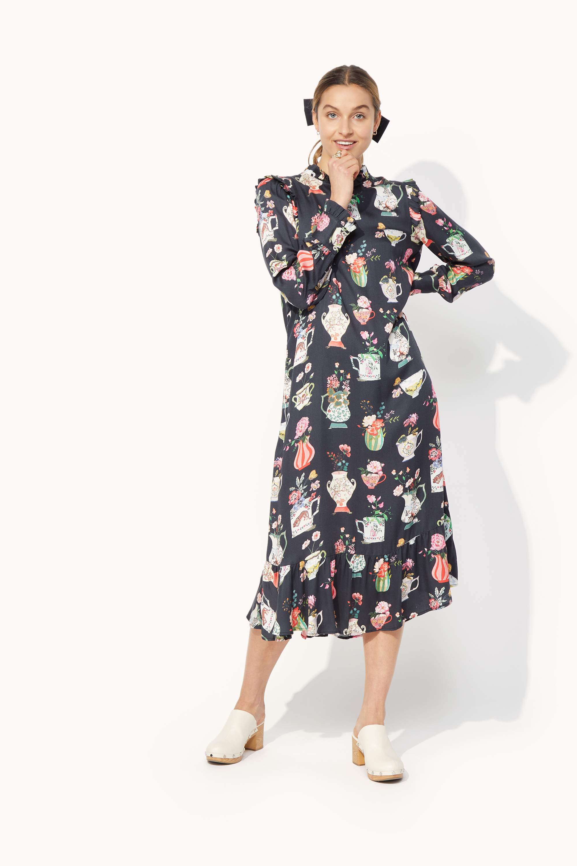 Cups & Vases Frill Detail Midi Dress