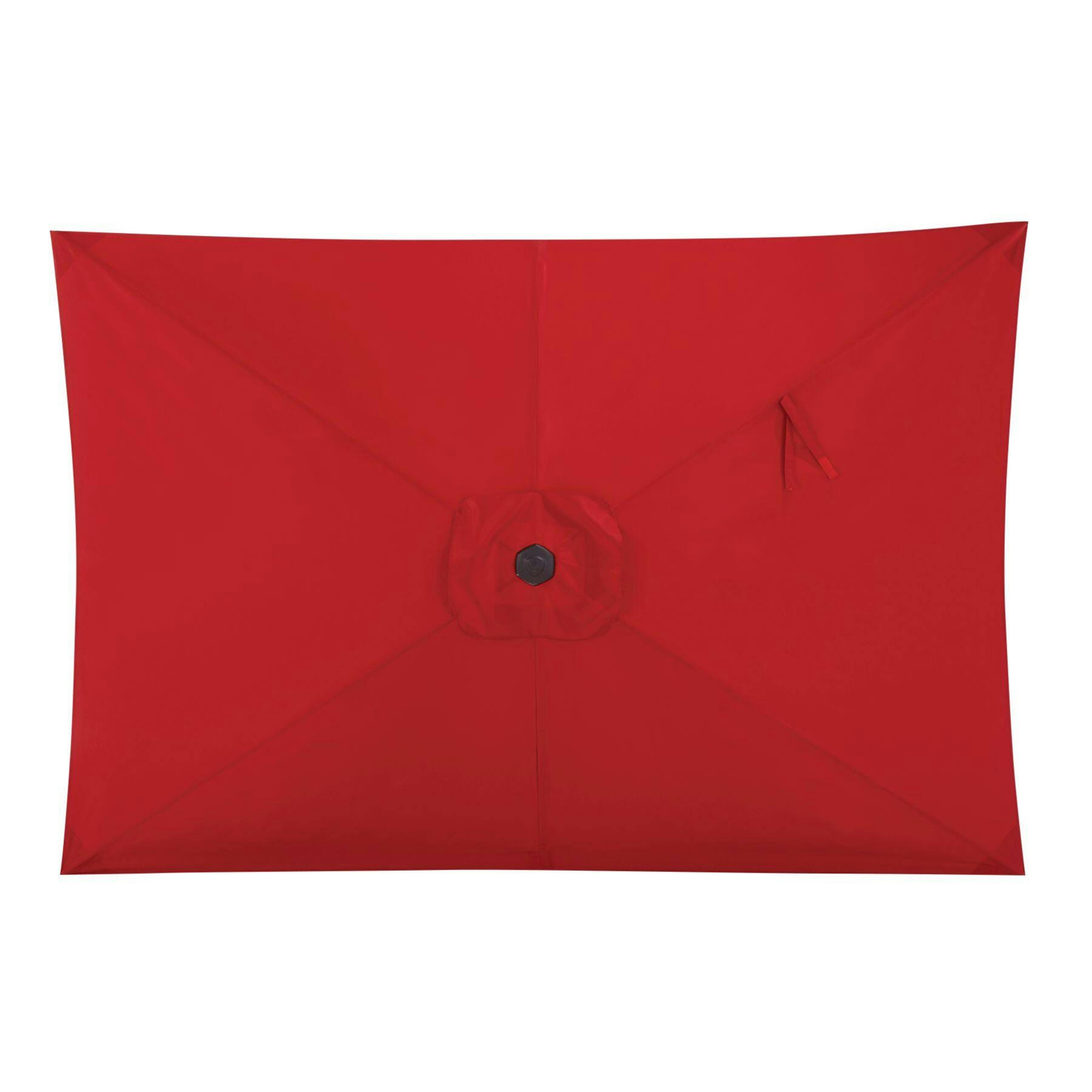 CANVAS Rectangular Fabric Outdoor/Patio Umbrella w/ Crank Handle, Red, 6-ft x 9-ft