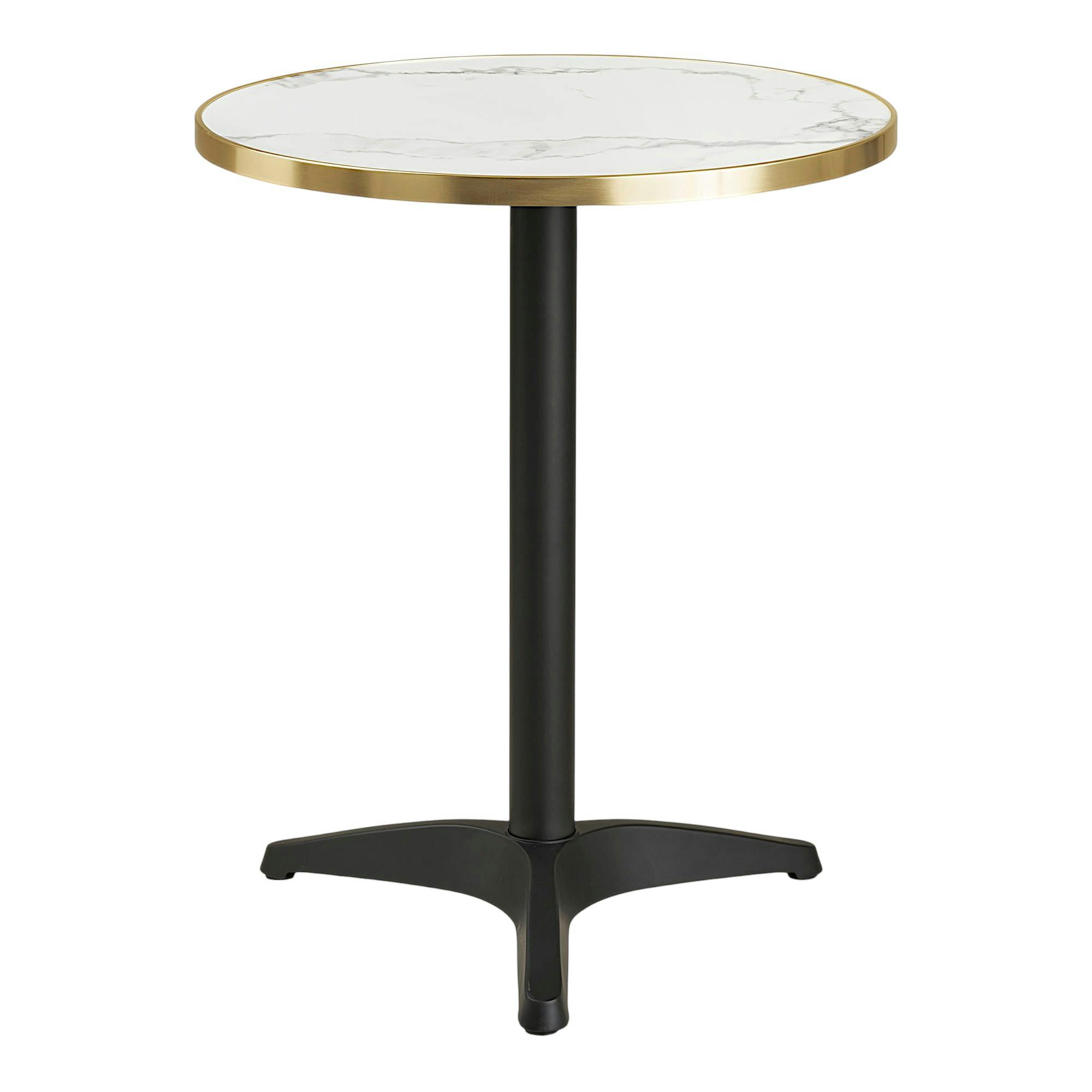 Table bistrot ronde effet marbre blanc pied alu Ø60 cm TORANO