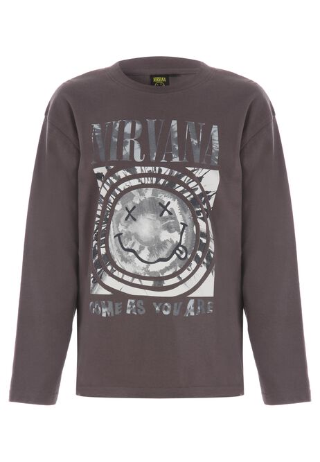 Older Boys Charcoal Cotton Nirvana Band T-Shirt