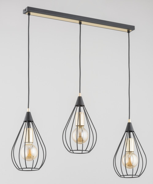 Lampa wisząca czarno-złota MANAGOS 3xE27x15W wym: 85x17x75 cm Alfa