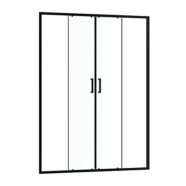 Paroi de douche à double porte coulissante 140 x 200 cm, profilé noir mat laqué, Galedo Factory