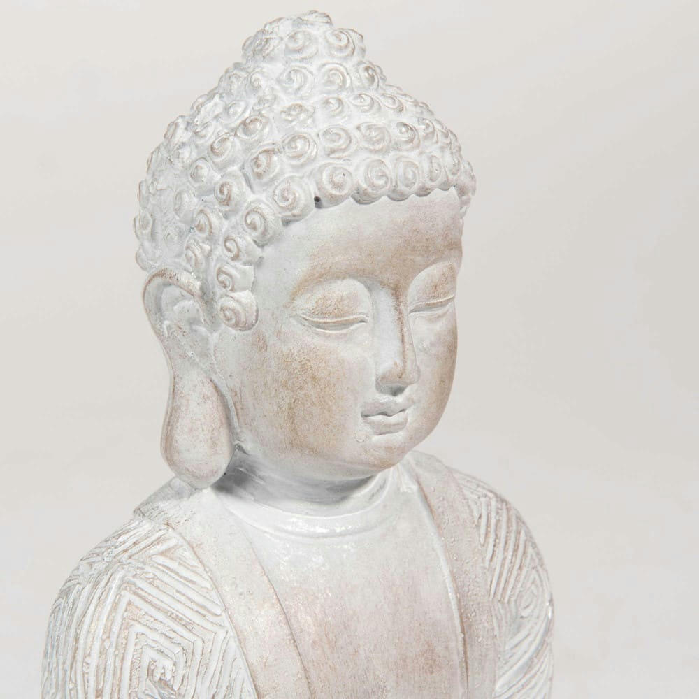 Toluca - Statuette bouddha effet blanchi H23