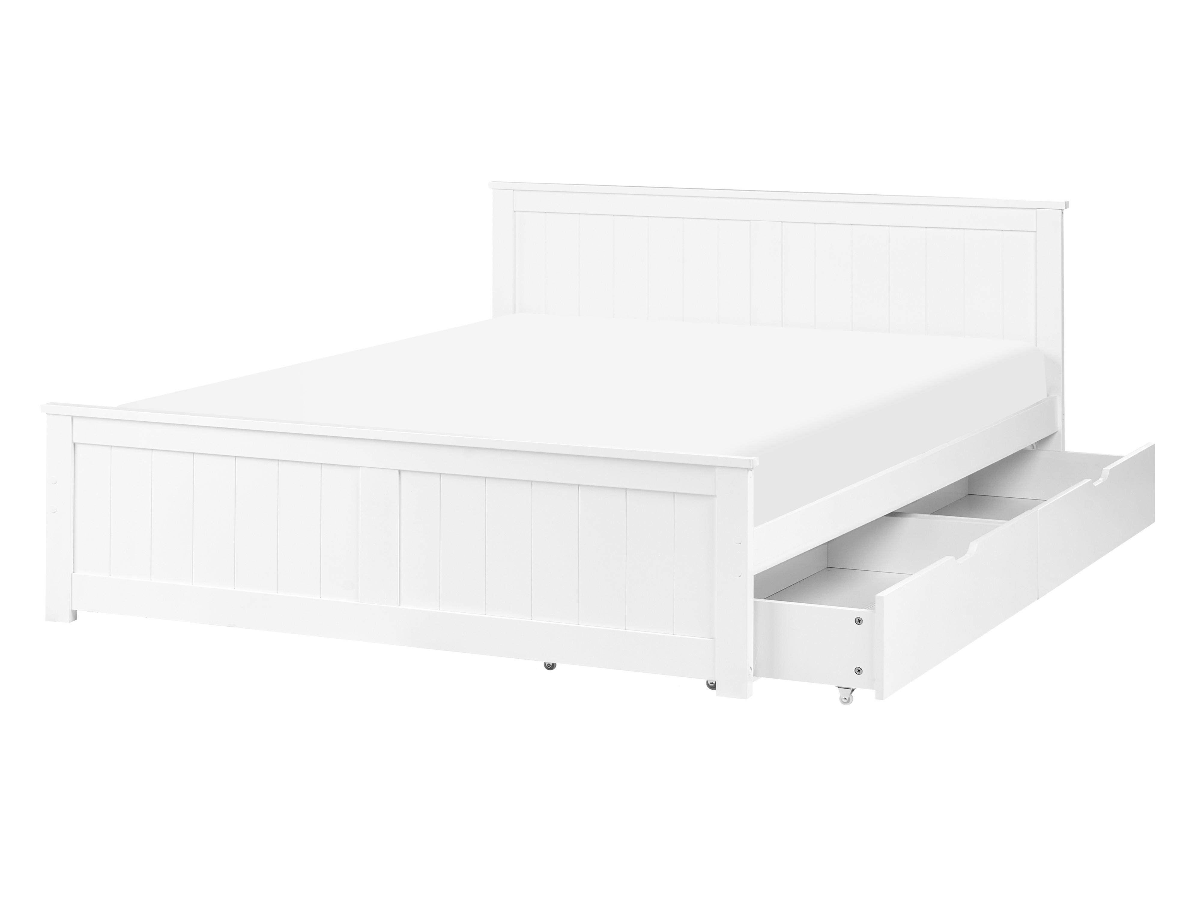 Bed with 2 Drawers Pine Wood SABRAN 140 x 200 cm (EU Double) White