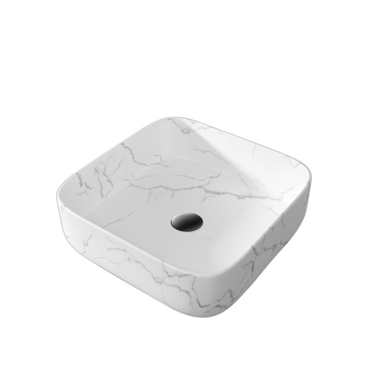 Vasque à poser carrée Effet Marbre blanc AURLANE